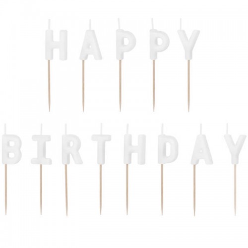 Velas Happy Birthday Branco